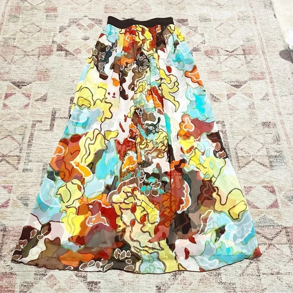 Diane Von Furstenberg multi-coloured silk maxi skirt or strapless dress size 6 - Picture 3 of 10